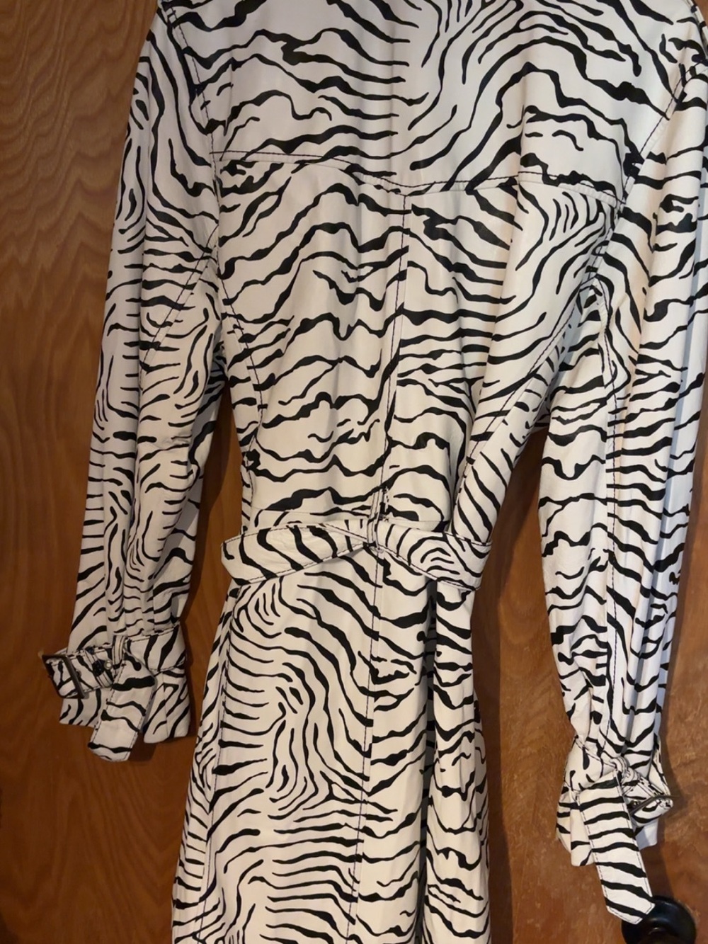Wilsons Leather Black & White Zebra-Print Trench Coat - Picture 3 of 3